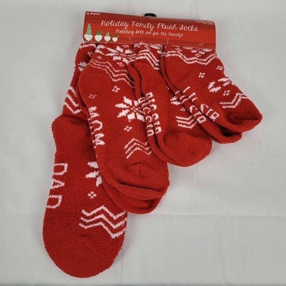NWT Holiday Family Plush Sock Set - 4 Pairs For The Family One Size Fits Most